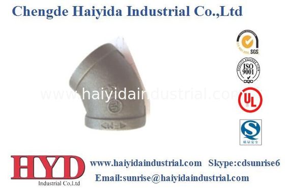 China Fábrica del arrabio de la instalación de tuberías del hierro maleable del codo 45 proveedor